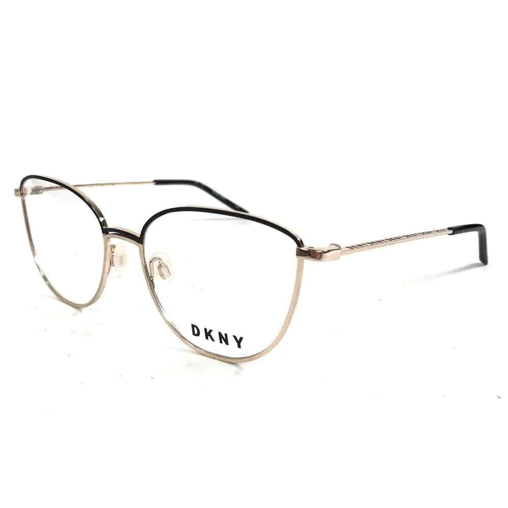 DKNY Eyeglasses Frames DK1027 001 Black Gold Cat Eye Wire Rim 53-17-135